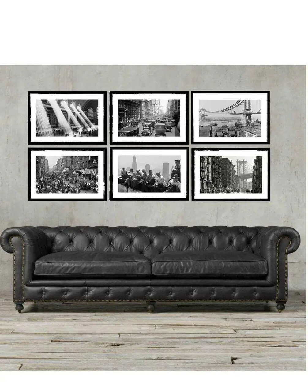 Framed Black and White New York City Wall Art Photography Set of 6 - 16x20